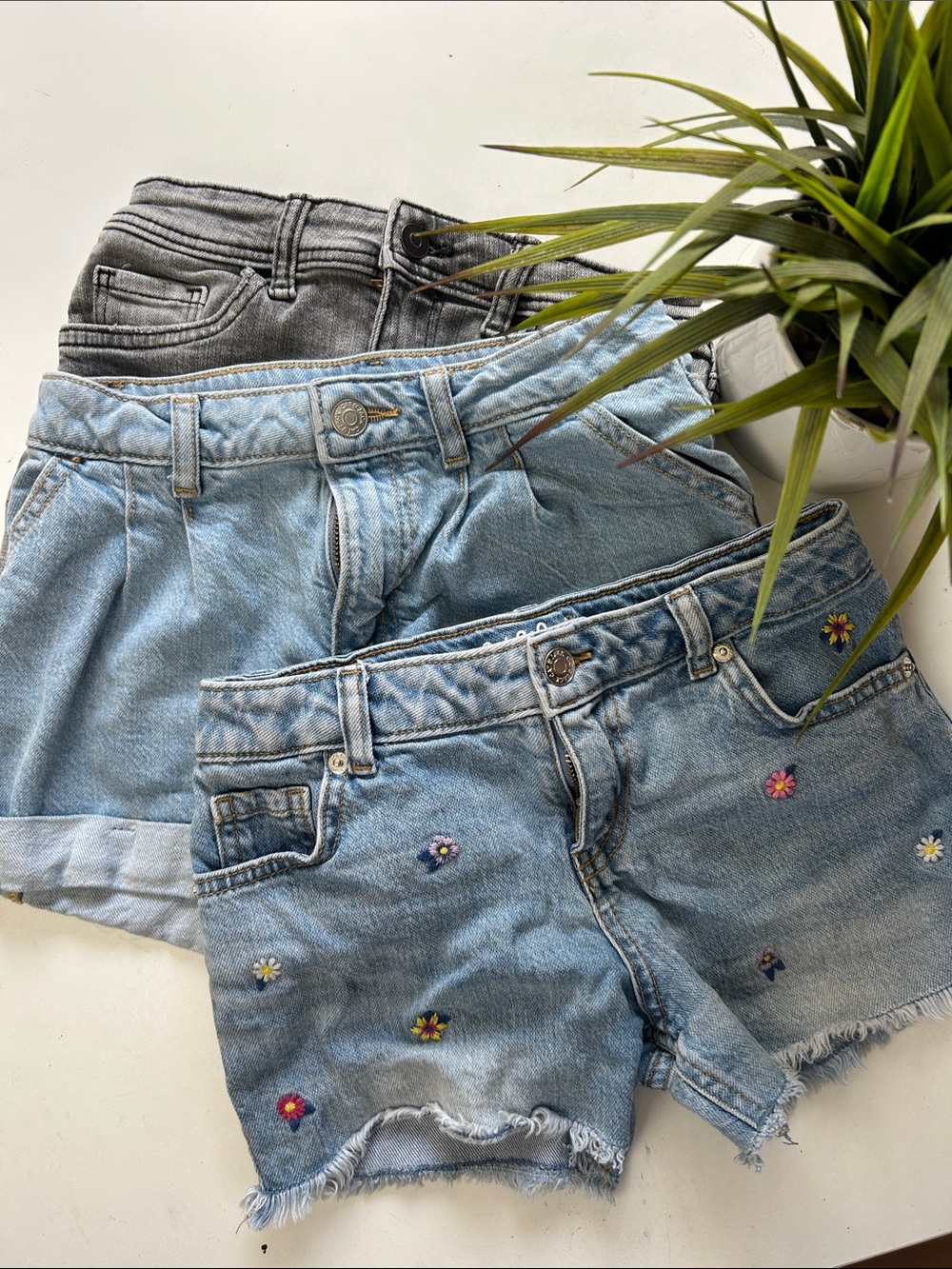 Girls Size 8 Bundle of Embroidered Denim Shorts